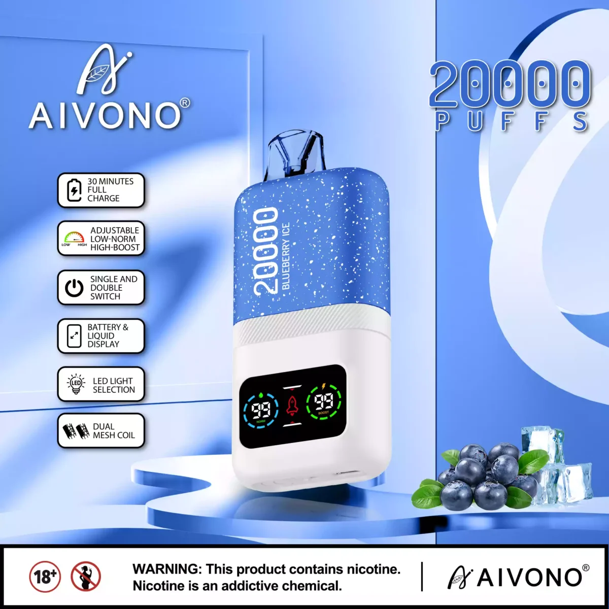 AIVONO AIM Magic 20000 Puffs Recargable Vape Desechable con 26ml E Liquid Capacidad