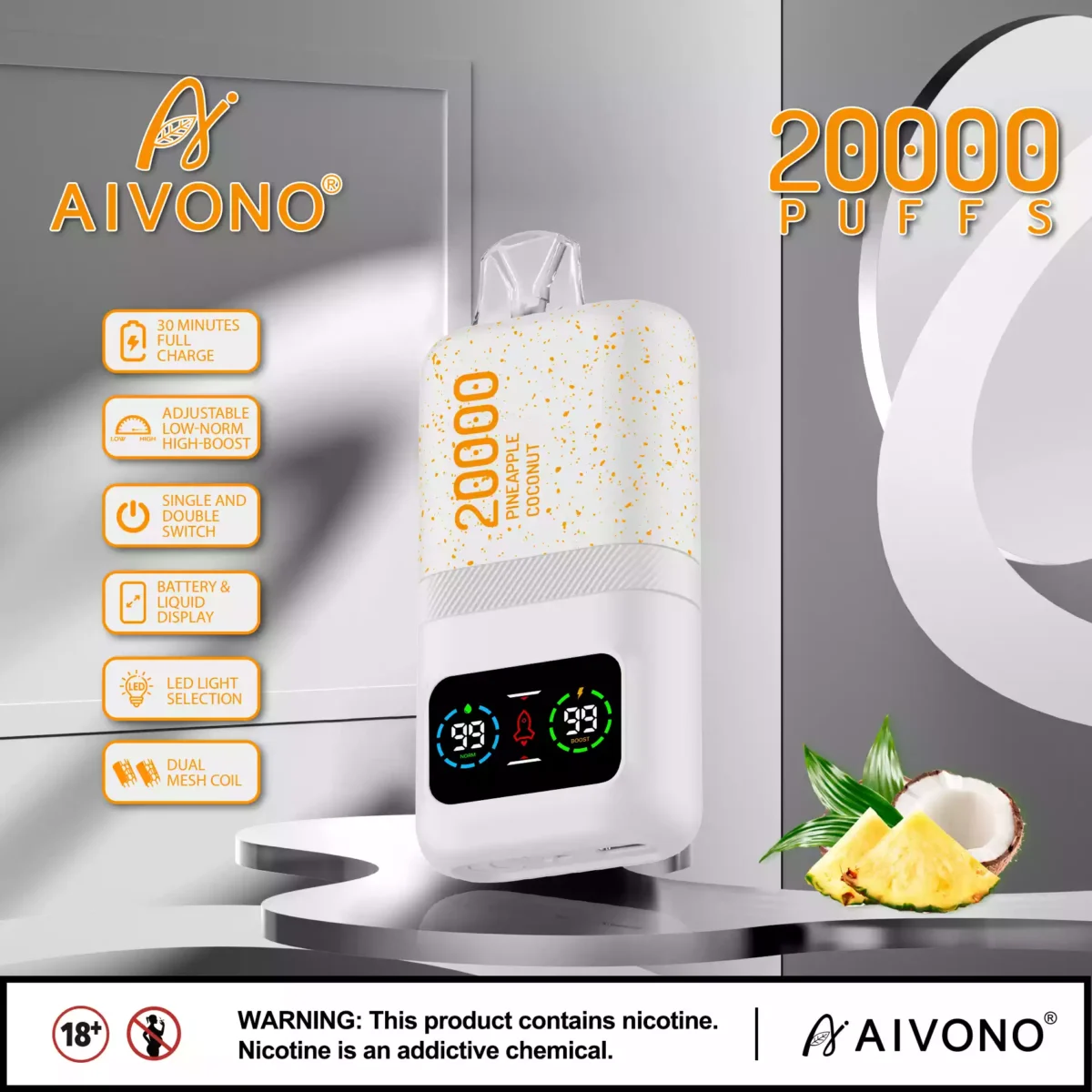 AIVONO AIM Magic 20000 Puffs Recargable Vape Desechable con 26ml E Liquid Capacidad
