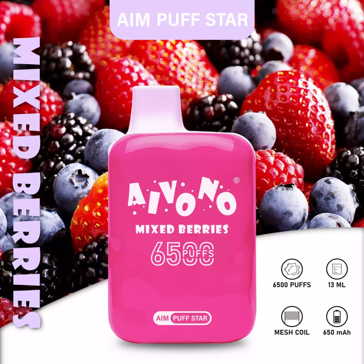 AIVONO AIM Star 6500 Puffs Un Vape Desechable con 6500 Puffs y 13ml de Capacidad de E Liquid para un Disfrute Duradero