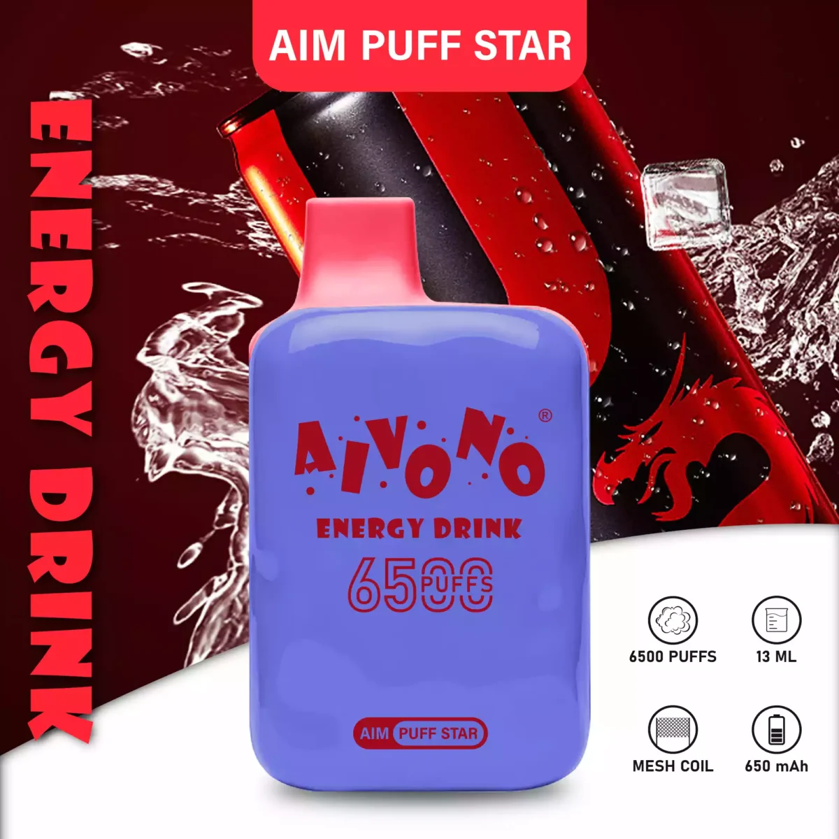 AIVONO AIM Star 6500 Puffs Un Vape Desechable con 6500 Puffs y 13ml de Capacidad de E Liquid para un Disfrute Duradero