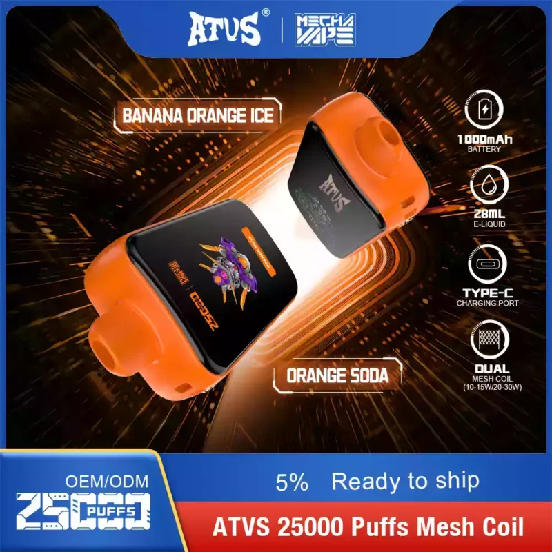 ATVS 25000 Puffs A 22ml E Liquid Capacity and 1000mAh Battery for a Consistent Vaping Experience