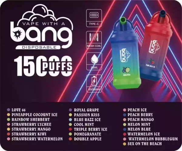 BANG 15000 Puffs The Ultimate Vape Experience with 21ml E Liquid and More