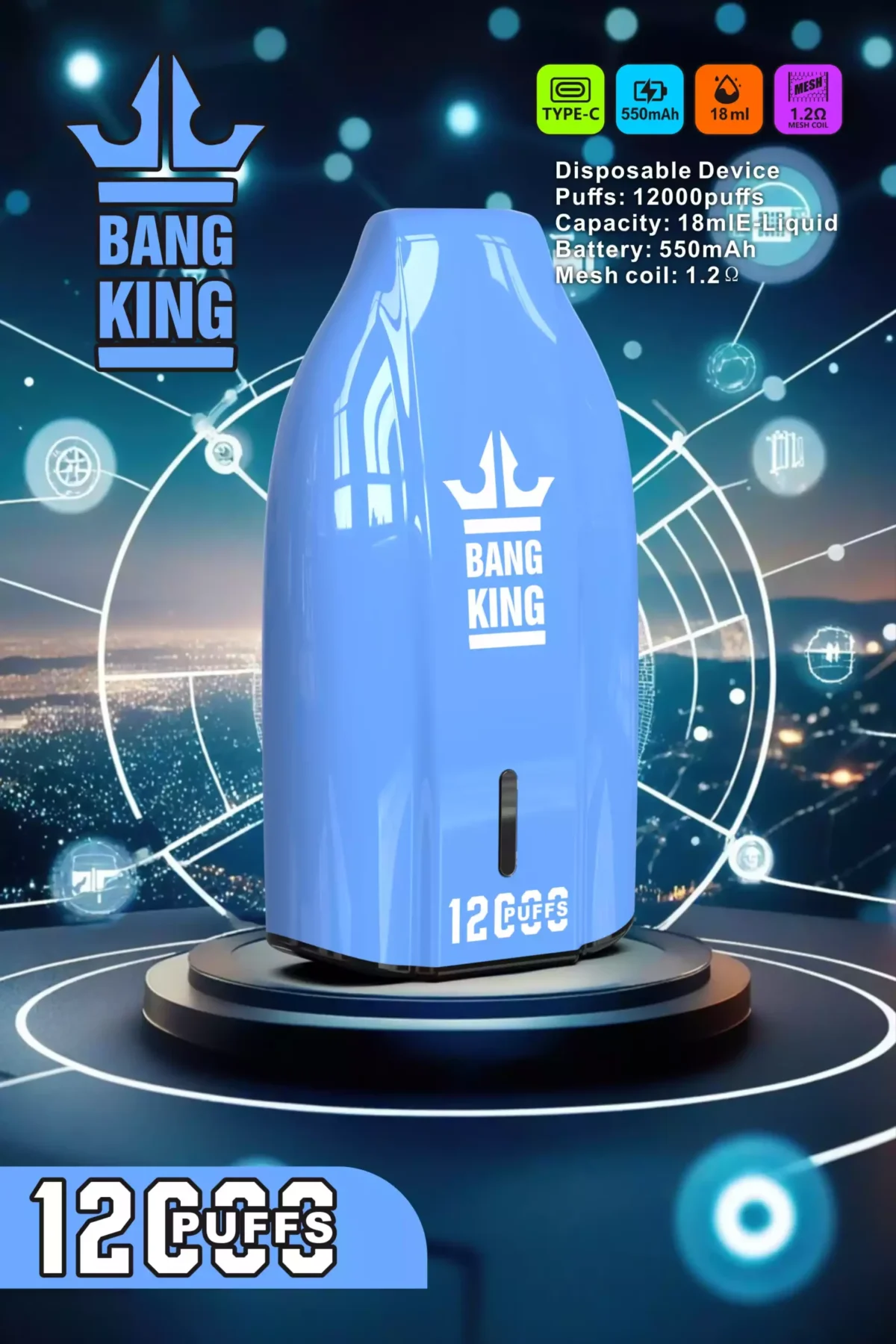 BANG KING 12000 Puffs High Quality Disposable Vape with 12ml E Liquid and 600mAh Battery