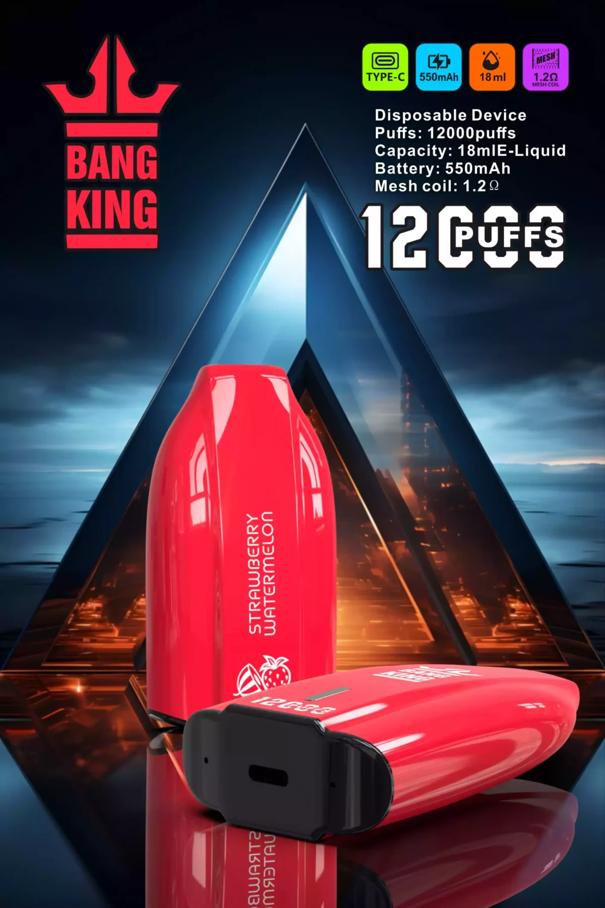 BANG KING 12000 Puffs High Quality Disposable Vape with 12ml E Liquid and 600mAh Battery