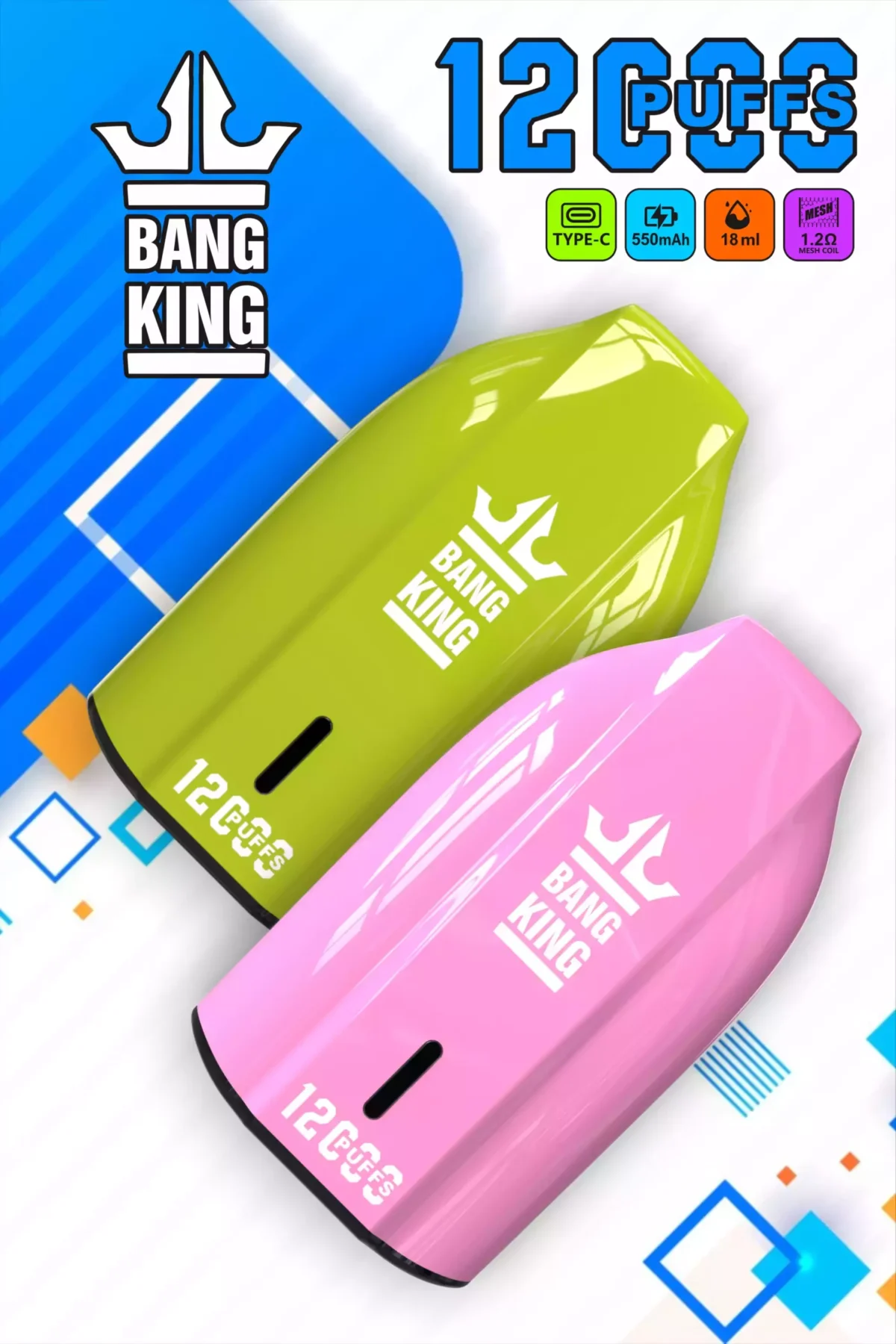 BANG KING 12000 Puffs High Quality Disposable Vape with 12ml E Liquid and 600mAh Battery