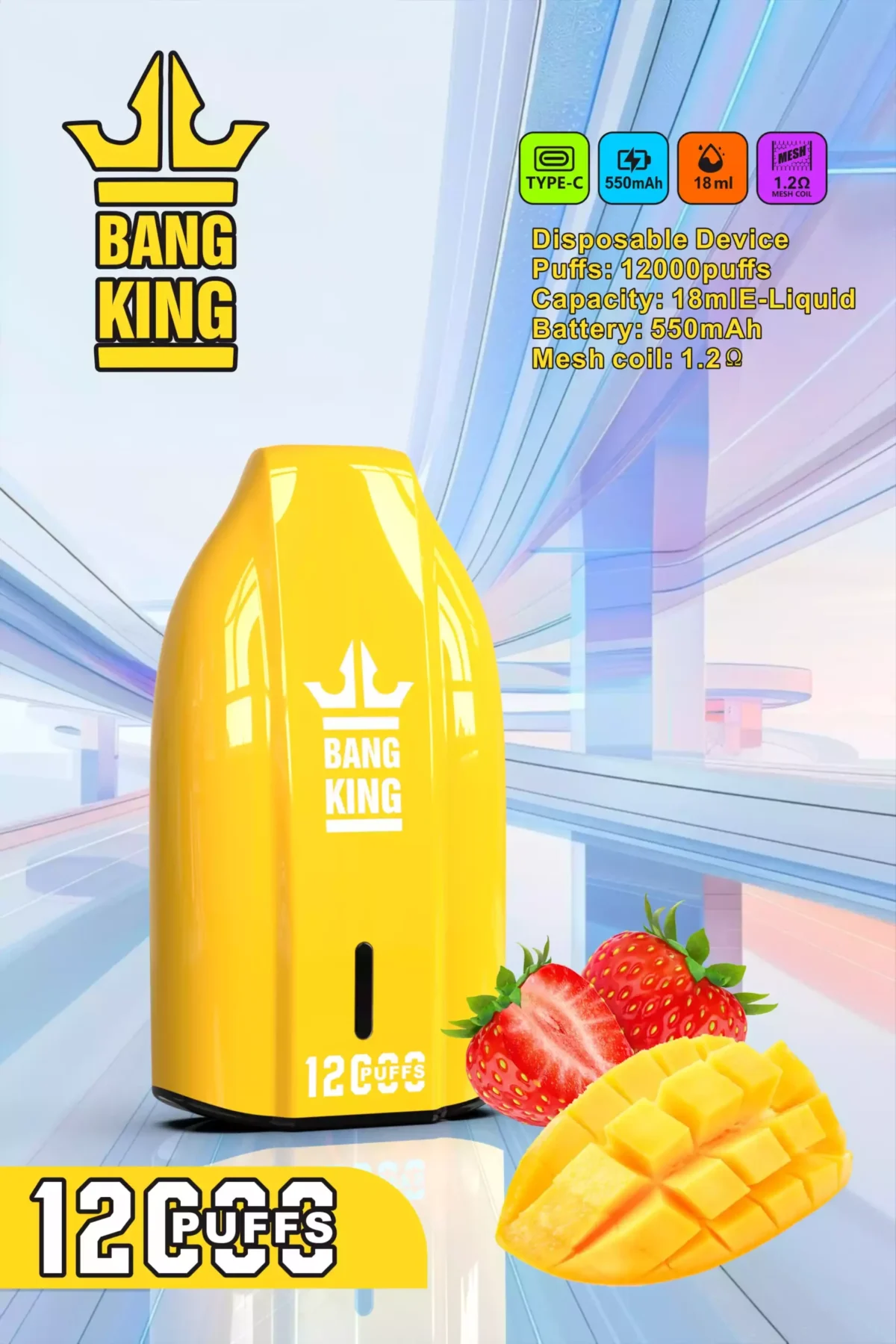BANG KING 12000 Puffs High Quality Disposable Vape with 12ml E Liquid and 600mAh Battery