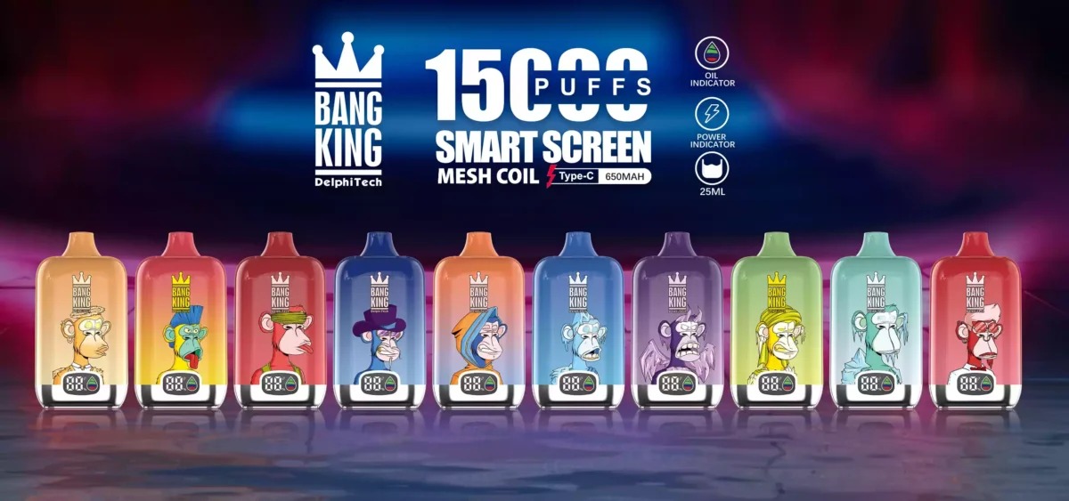 BANG King 15000 LED Puffs The Ultimate Disposable Vape with 15000 Puffs and 25ml E Liquid Capacity