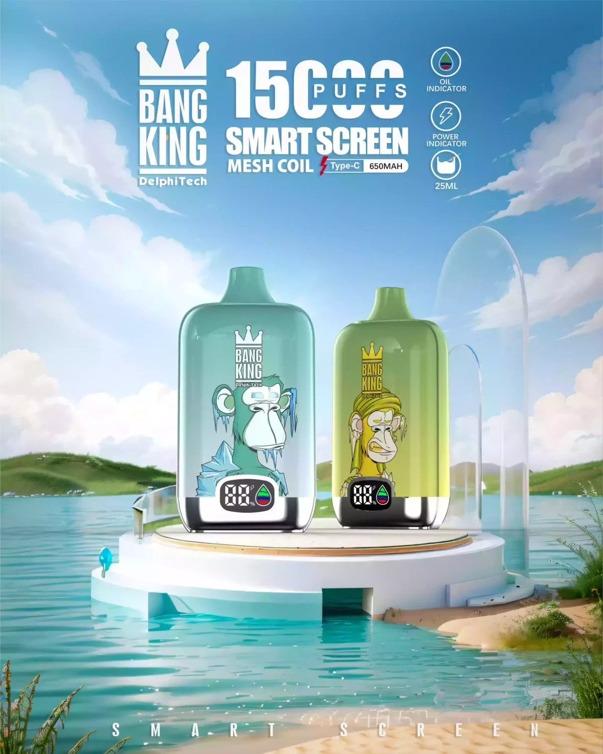 BANG King 15000 LED Puffs The Ultimate Disposable Vape with 15000 Puffs and 25ml E Liquid Capacity