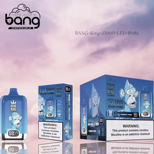 BANG King 15000 soffi a LED Il più grande vape usa e getta con 15000 soffi e 25 ml di capacità di liquido elettronico