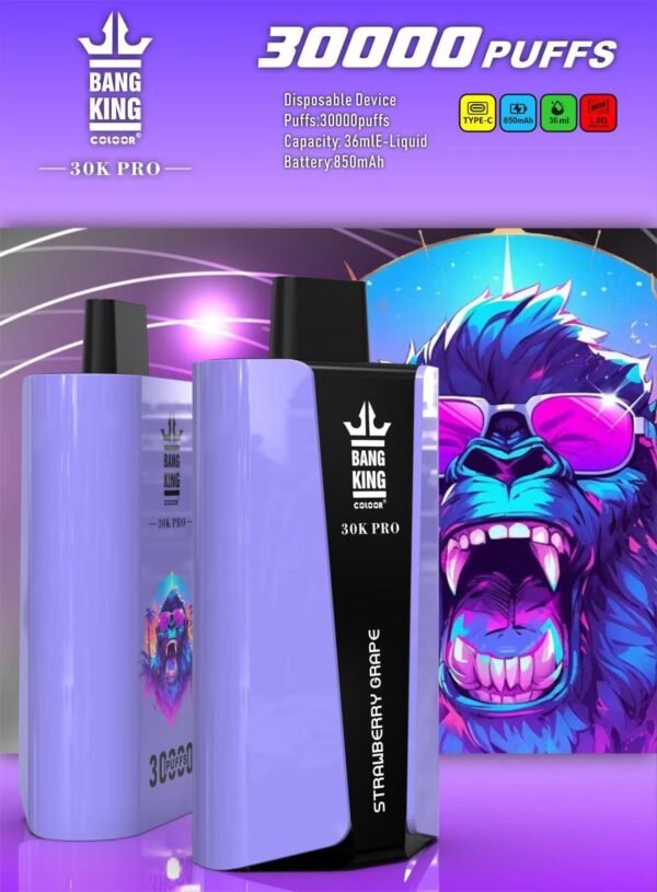 BANG King 30000 Puffs Pro L'ultime Vape jetable longue durée avec une capacité de 36ml d'e-liquide