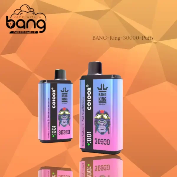 BANG King 30000 Puffs Top Vape jetable pour une utilisation prolongée avec recharge de type C et options d'arômes multiples