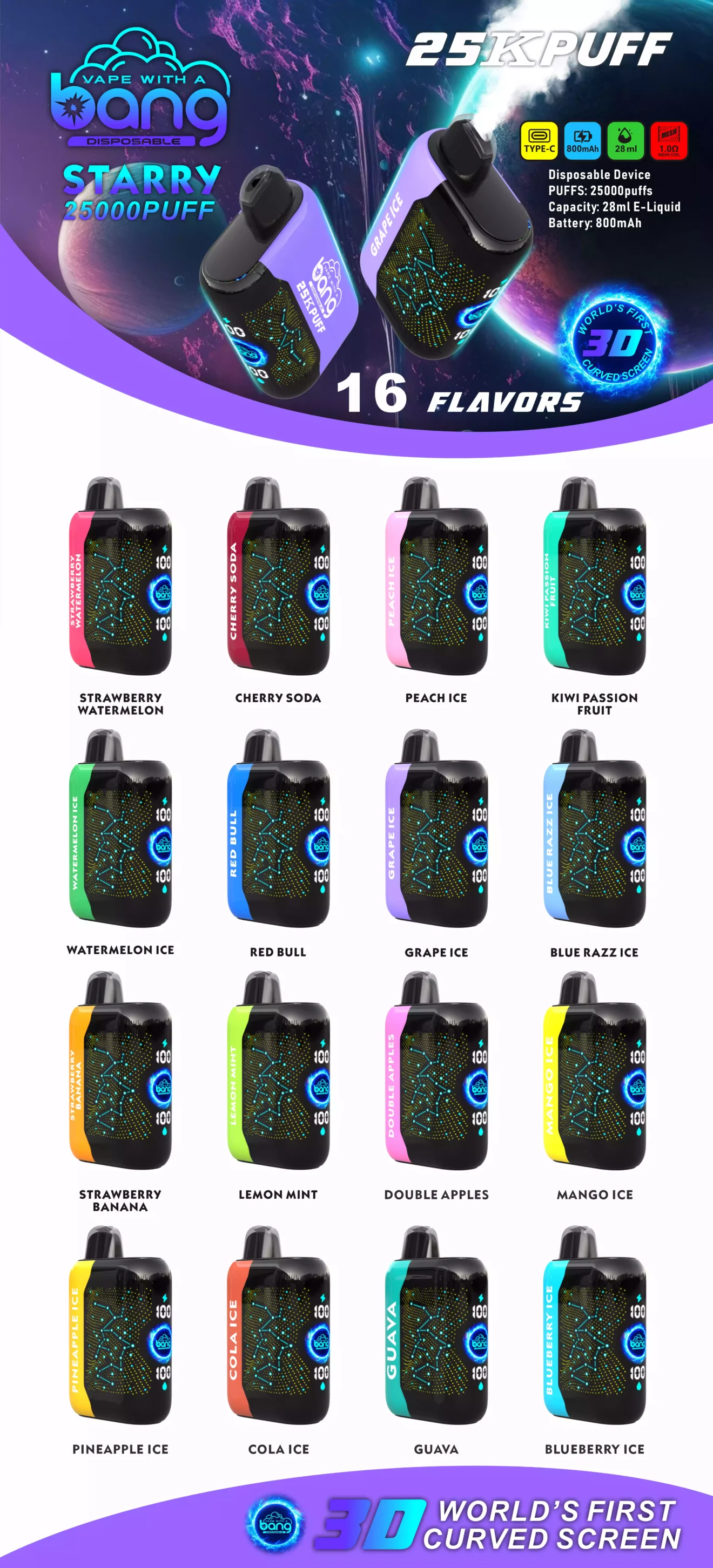 BANG STARRY 25000 Puffs Best Disposable Vape for Wholesale and Retail in Europe
