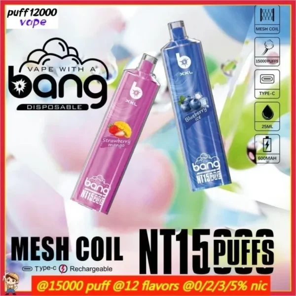 BANG TN 15000 XXL Puffs 15000 Puffs 20ml E Liquid and Type C Charging for Ultimate Vaping