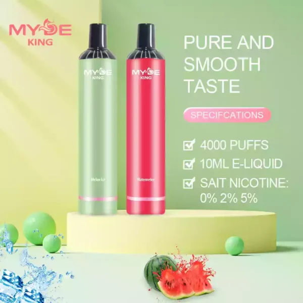 High-Quality MYDE KING 4000 Puffs Disposable Vape 0% 2% 5% Nicotine 650mAh Rechargeable