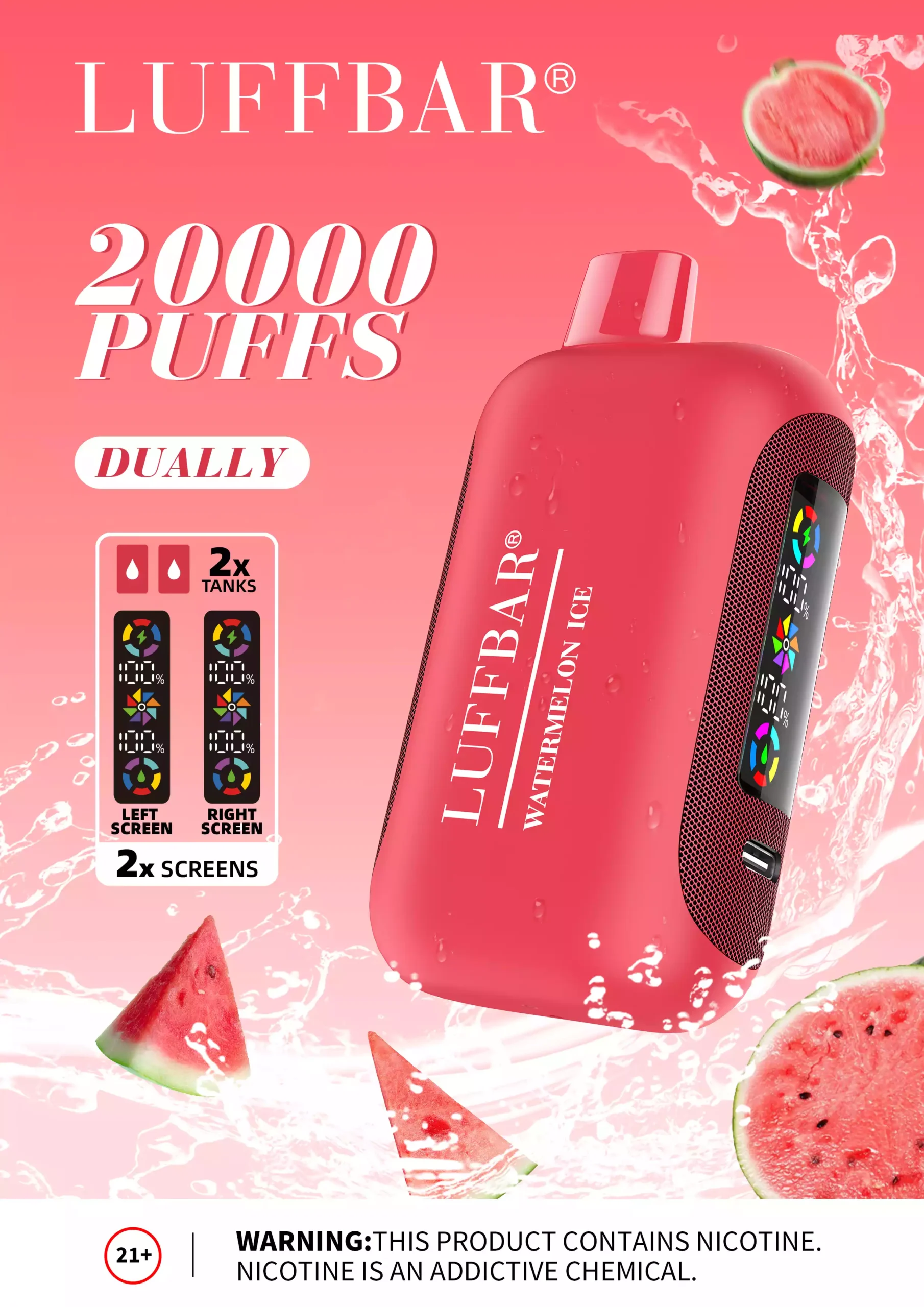 VASY LUFFBAR Dually 20000 Puffs 850mAh Rechargeable Battery and 26ml E-Liquid