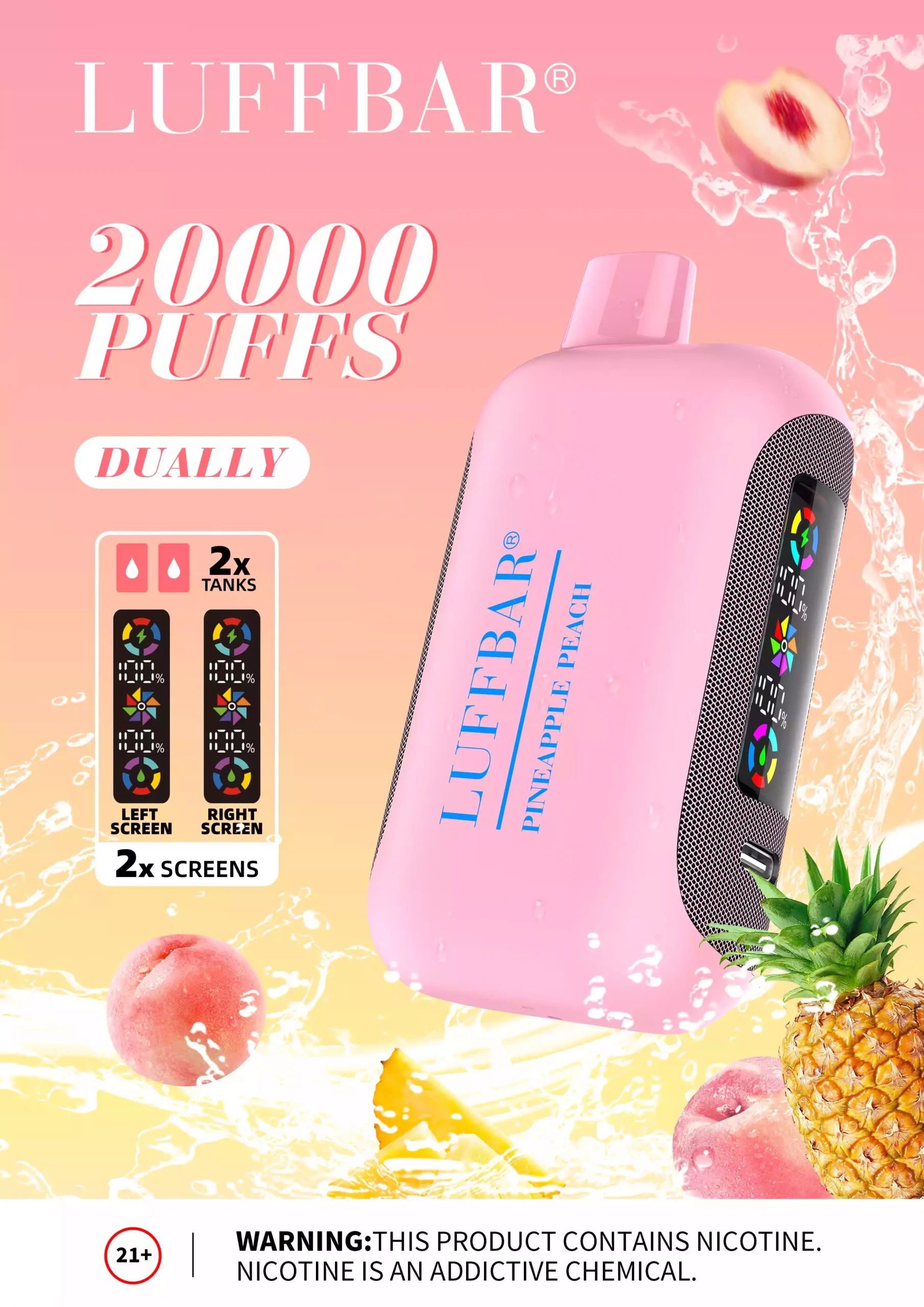 VASY LUFFBAR Dually 20000 Puffs 850mAh Rechargeable Battery and 26ml E-Liquid