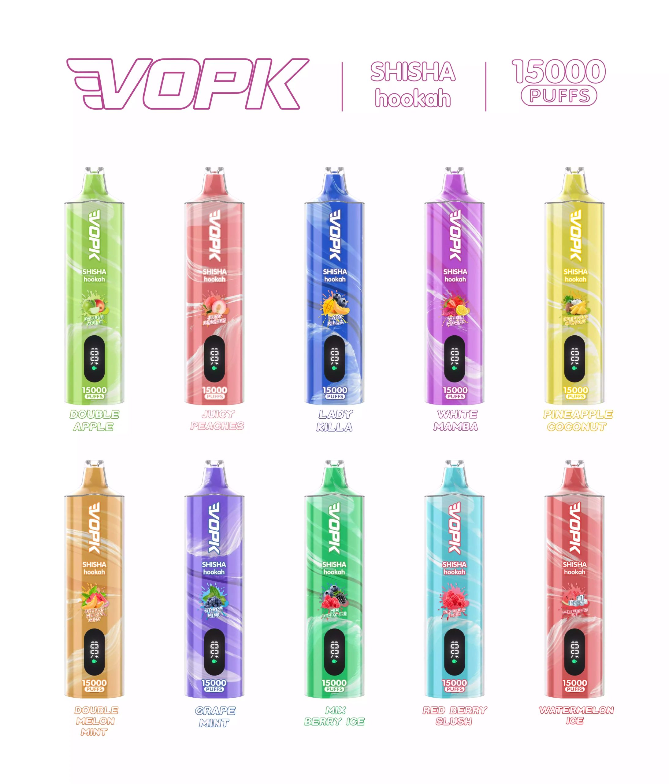 VOPK 15000 Puffs Dual Display & Type-C Charging for a Premium Vaping Experience