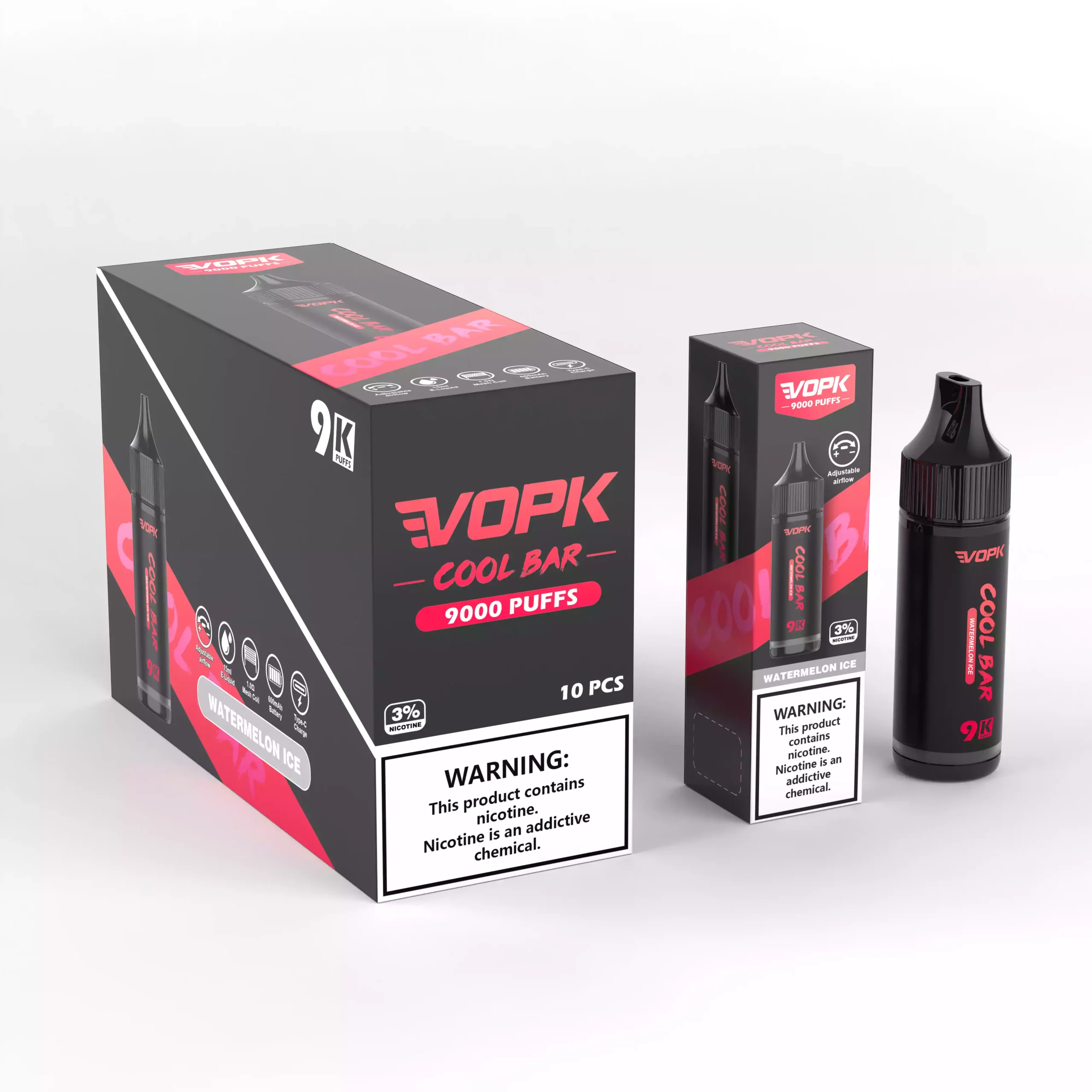VOPK COOL BAR 9000 Puffs 10 Refreshing Flavors in a 15ML Disposable Vape