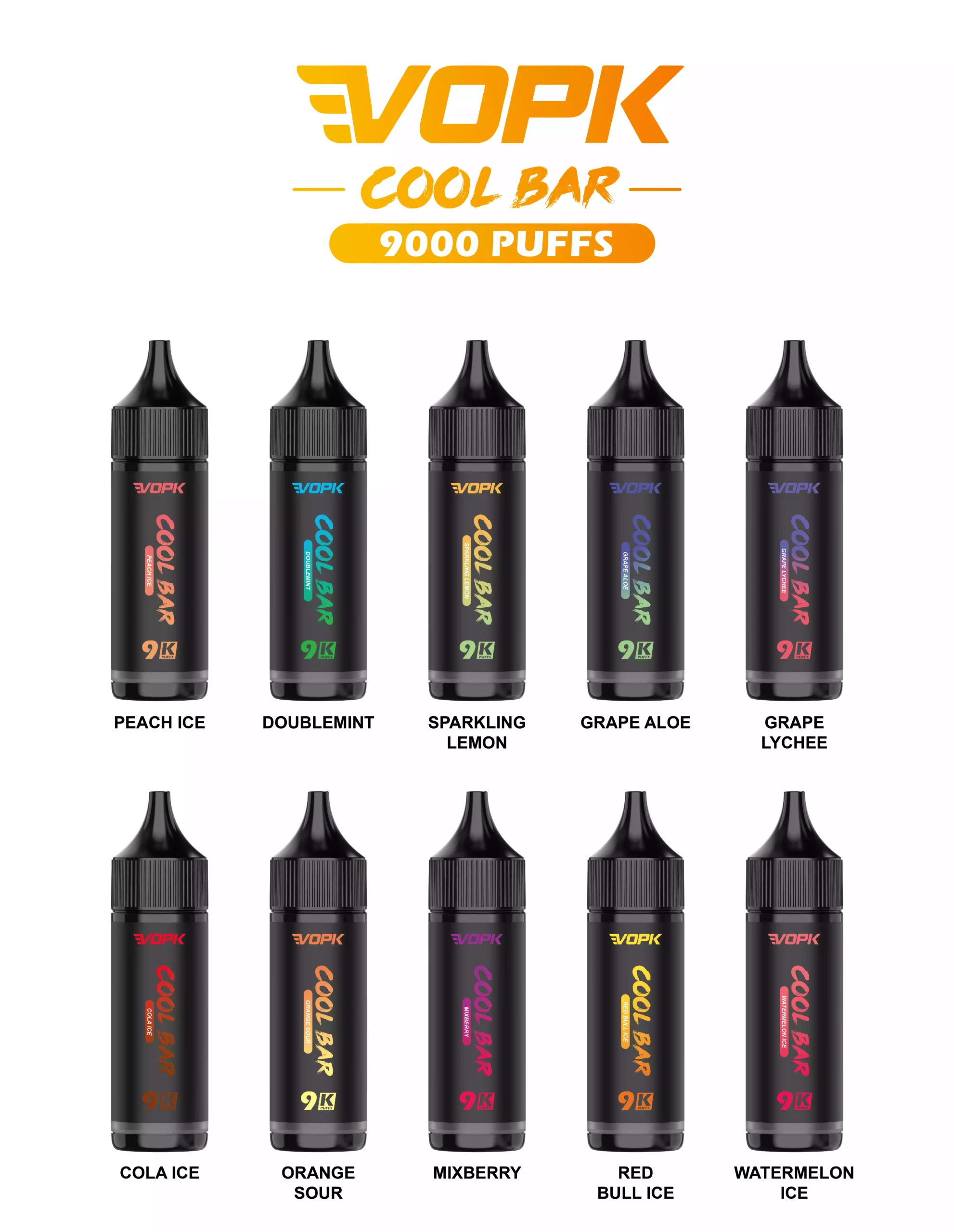 VOPK COOL BAR 9000 Puffs 10 Refreshing Flavors in a 15ML Disposable Vape