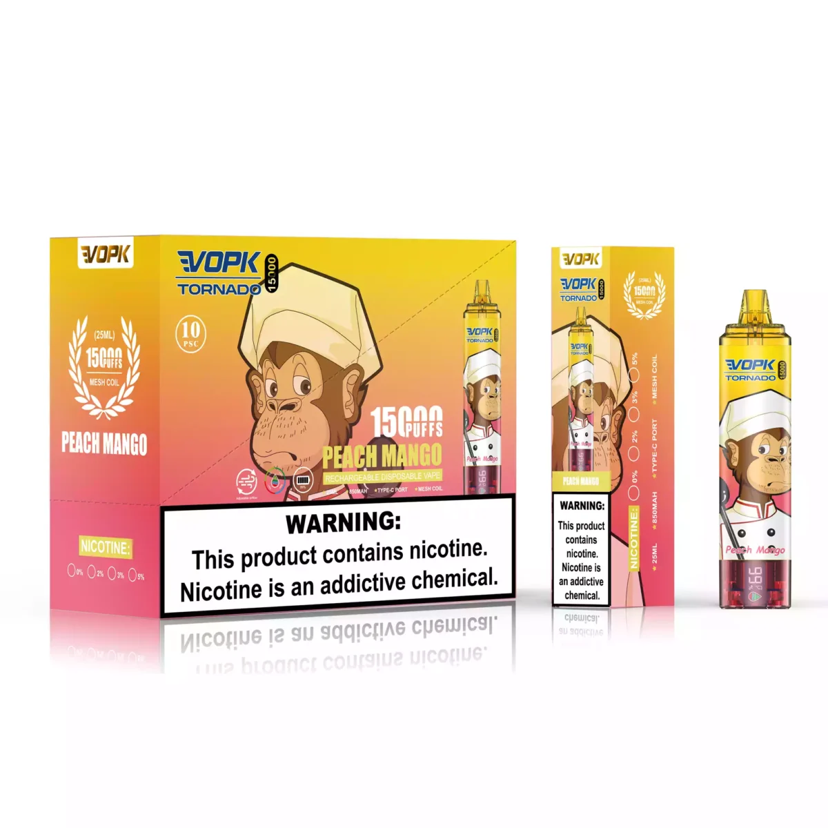 VOPK TORNADO 15000 Puffs 25ML Capacity Long Battery Life and Multiple Flavors