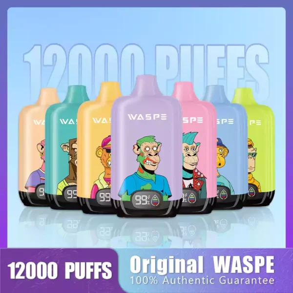 WASPE 12000 PUFFS Digital Box Premium 20ml Capacity and 650mAh Rechargeable Battery