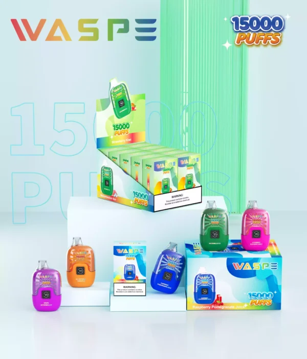 WASPE 15000 PUFFS Digital Box Rechargeable Vape with 0% to 5% Nicotine