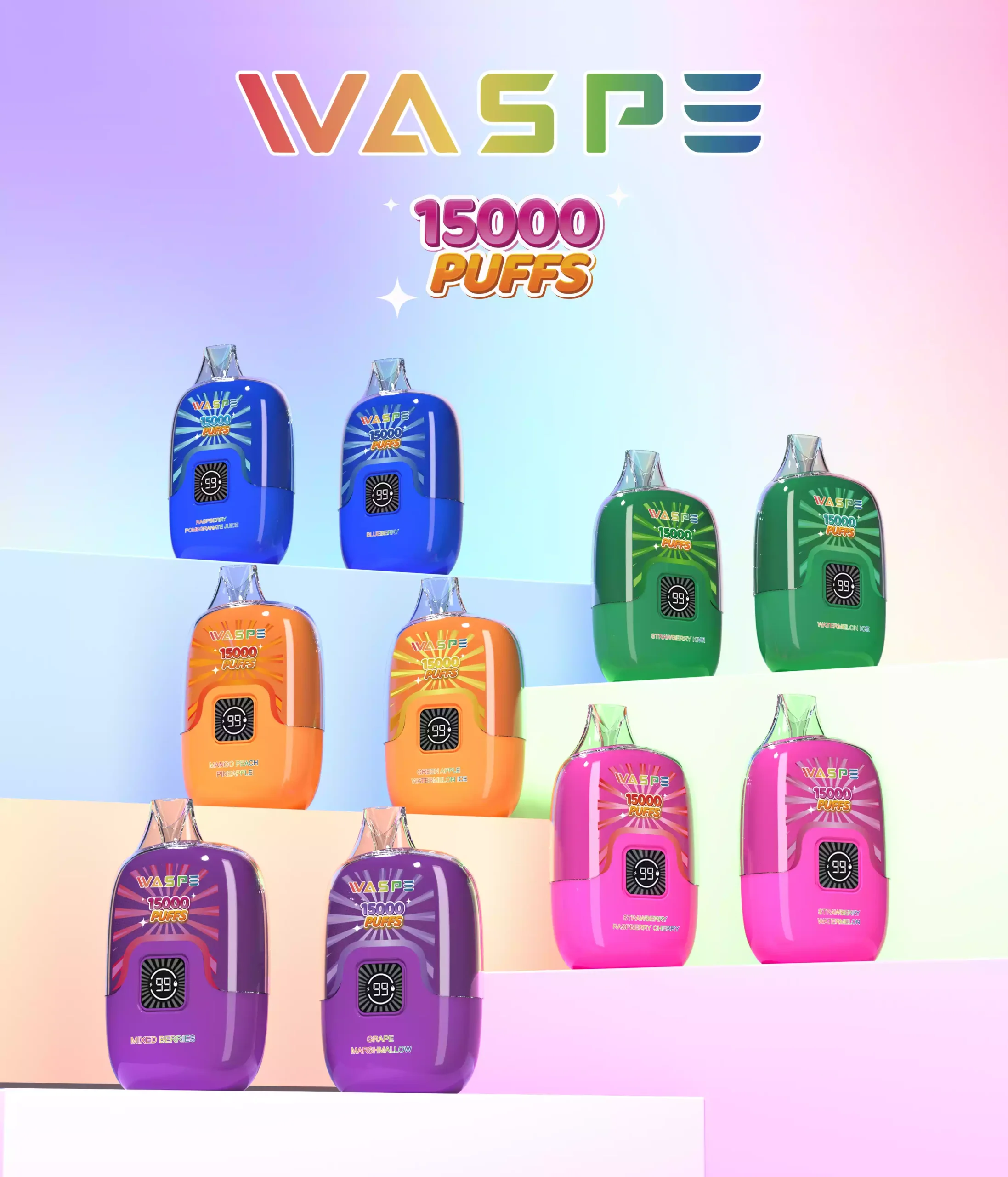 WASPE 15000 PUFFS Digital Box Rechargeable Vape avec 0% à 5% Nicotine